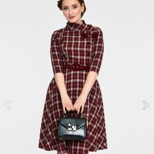 Voodoo Vixen Plaid Burgundy Dress (NWT)
